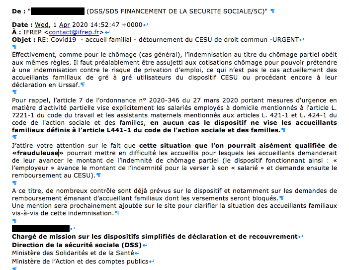 Pas de CESU classique DSS officiel